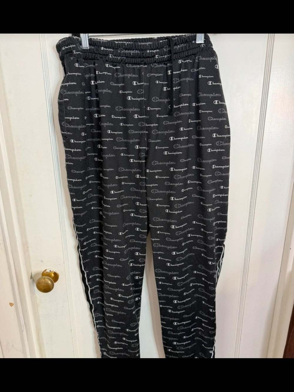 Champion Black All-Over Logo Jogger Pants